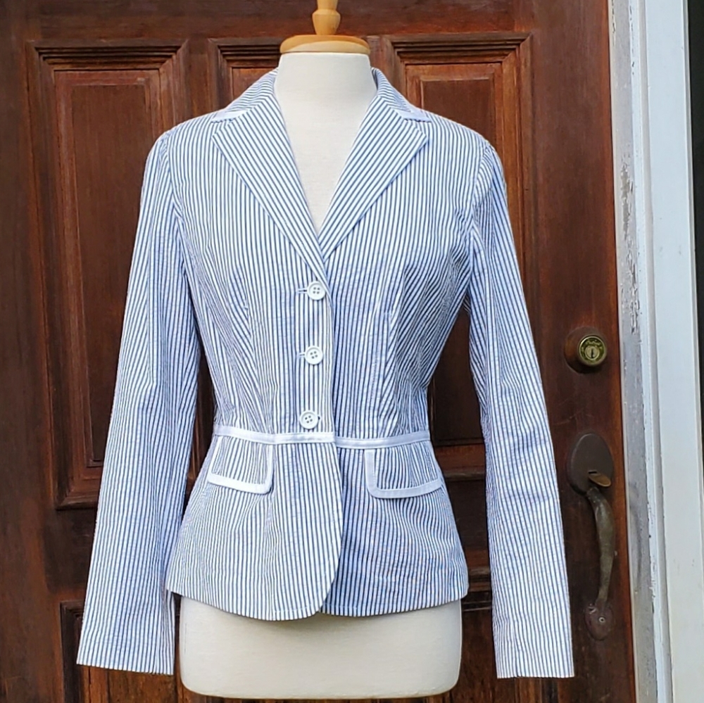 Liz Claiborne Seersucker Blazer sz 8